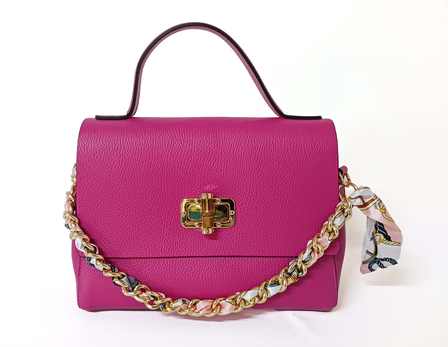 Borsa Clio FUCSIA con Manico e Catenina Foulard