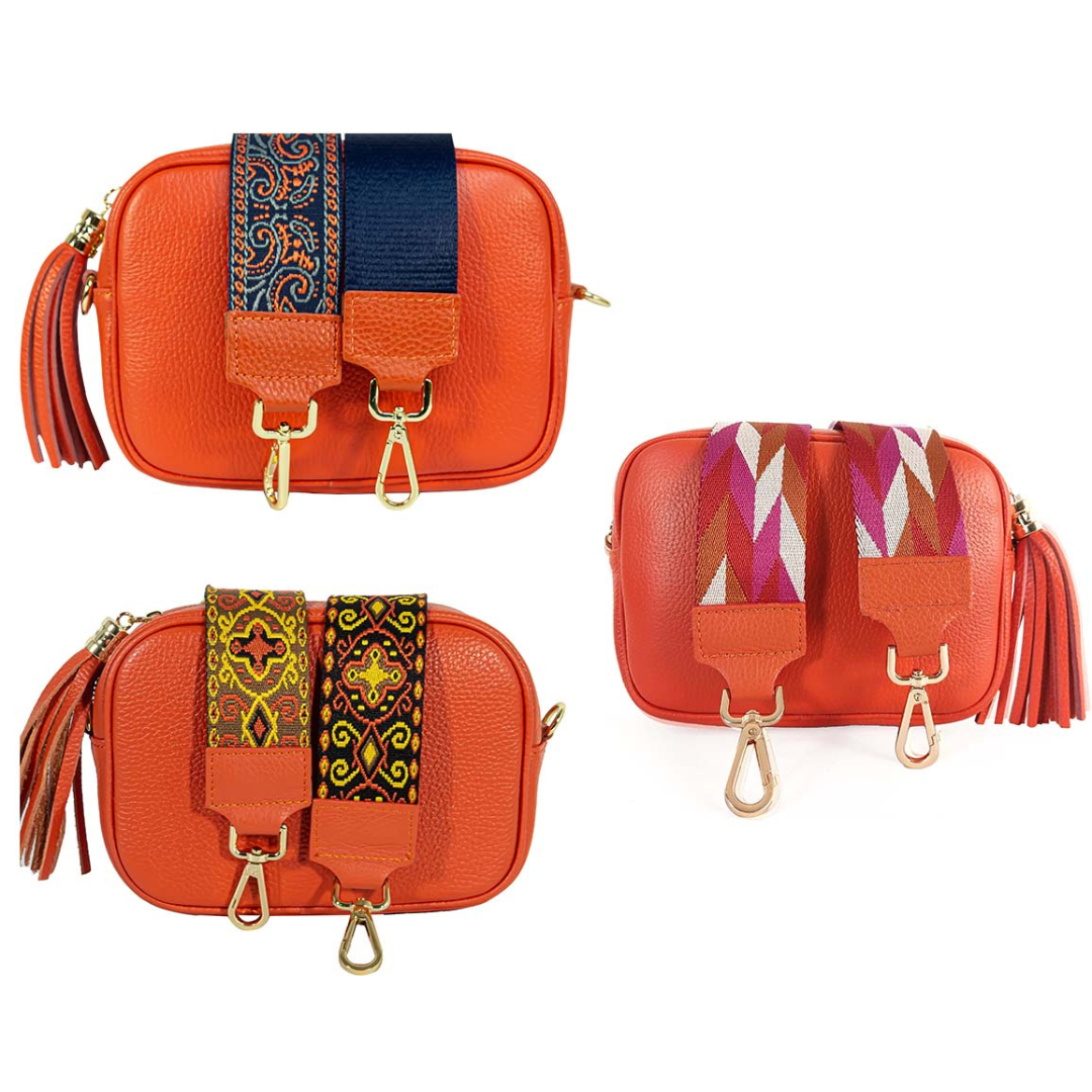 Camera Bag ARANCIO con Tracolla Abbinata - 3 varianti