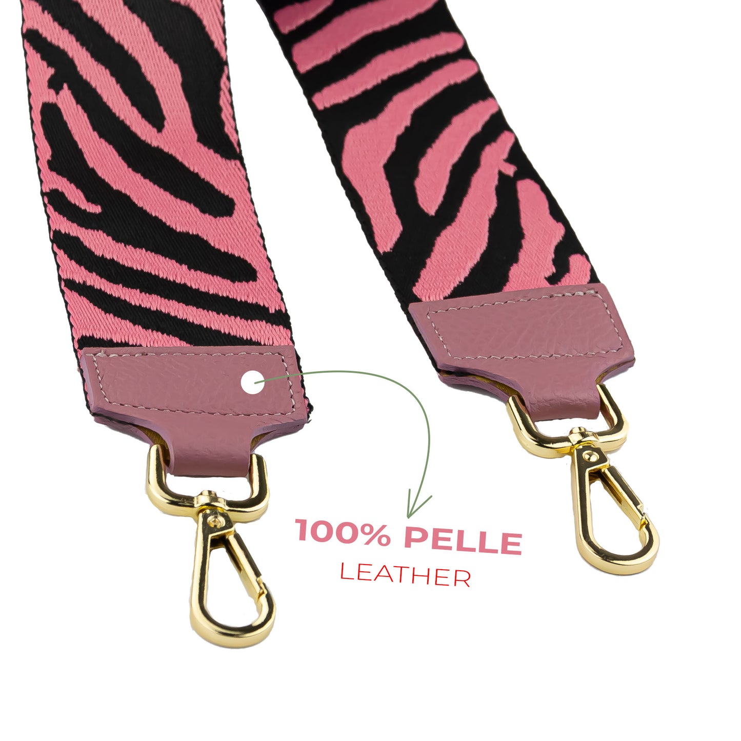 Tracolla in pelle colorata cross body intercambiabile tigrata ROSA NERA