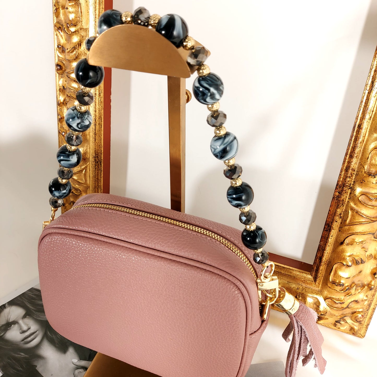 Camera Bag ROSA con Tracolla a Perle