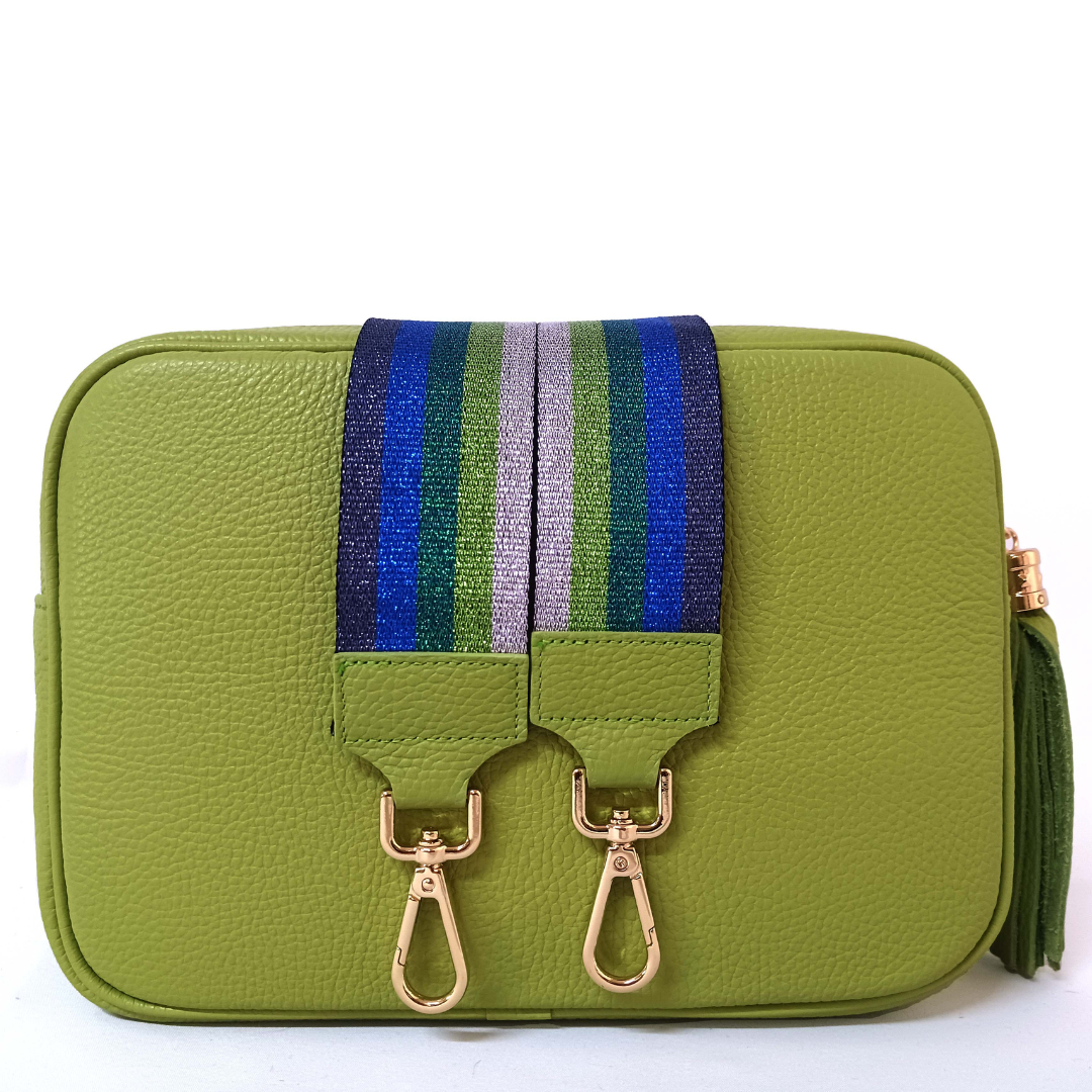 Camera Bag Maxi VERDE con Tracolla Abbinata Blu/Verde/Argento