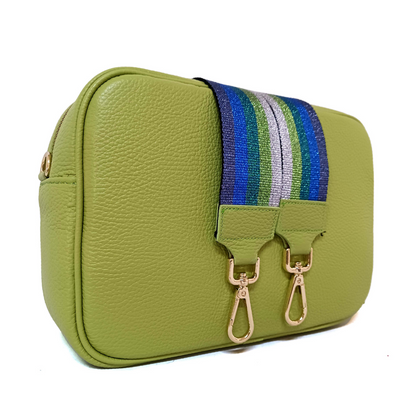 Camera Bag Maxi VERDE con Tracolla Abbinata Blu/Verde/Argento