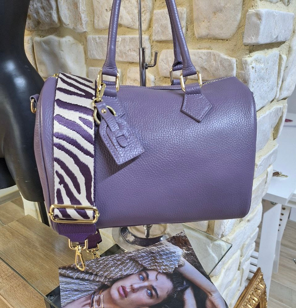 Bauletto Maxi VIOLA con Tracolla Abbinata Viola/Bianca