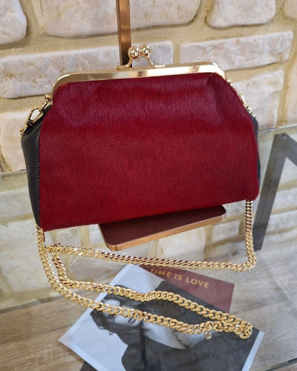 Pochette ROSSA e NERA in autentico Cavallino