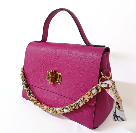 Borsa Clio FUCSIA con Manico e Catenina Foulard