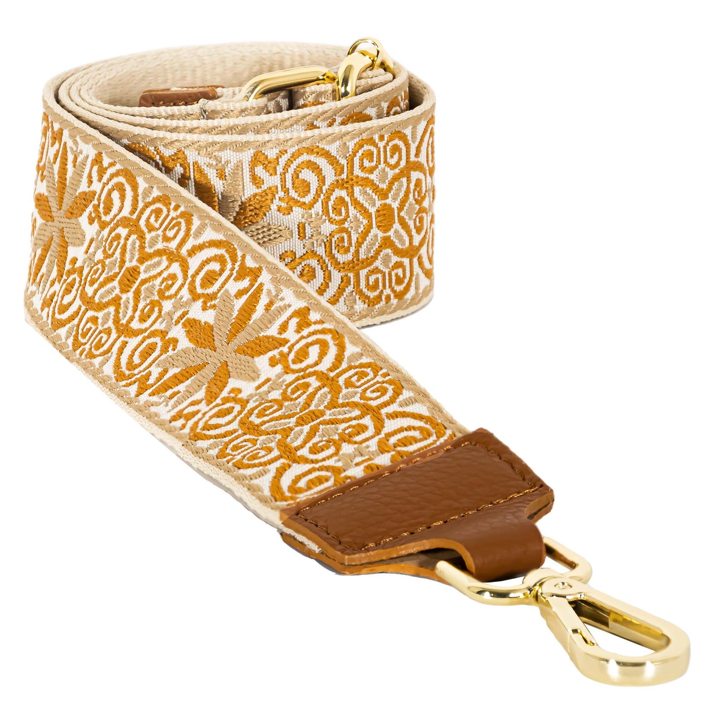 Tracolla in tessuto e pelle BEIGE e CUOIO cross body intercambiabile