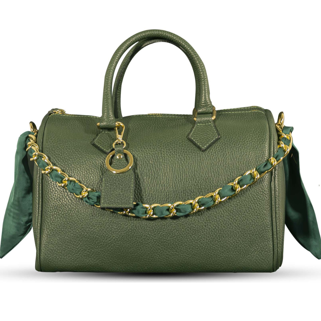 Bauletto VERDE in Pelle con Catenina Foulard