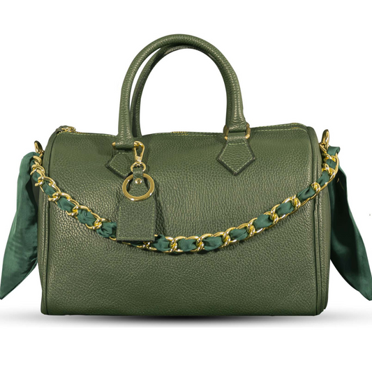 Bauletto VERDE in Pelle con Catenina Foulard